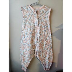 Toddler Sleep Romper 2T-3T 100% Cotton Floral Zip Pajamas Wearable Blanket Pink